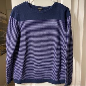 7 Tops $25/ Talbots Navy Blue Sweater with Purple Stripes. Size Medium